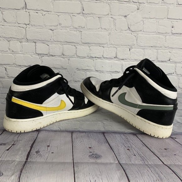 Nike Air Jordan 1 Mid Stitch GS 7y Women 8.5 DX2462-100 NEW  Air Jordan 1 Retro Mid GS Multi-Color Swoosh Shoes Sneakers Size 7Y Womens 8.5